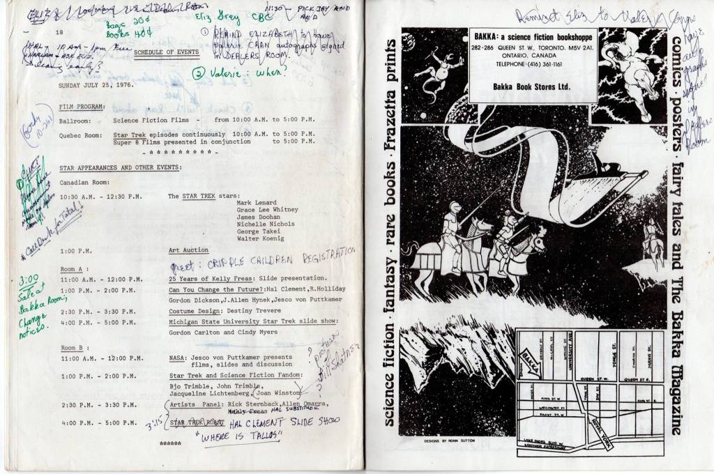 A double page from McKee's convention program, featuring hand-written notes and to-do lists. 