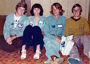 16-year-old Robert J. Sawyer with three friends at Toronto Star Trek '76.