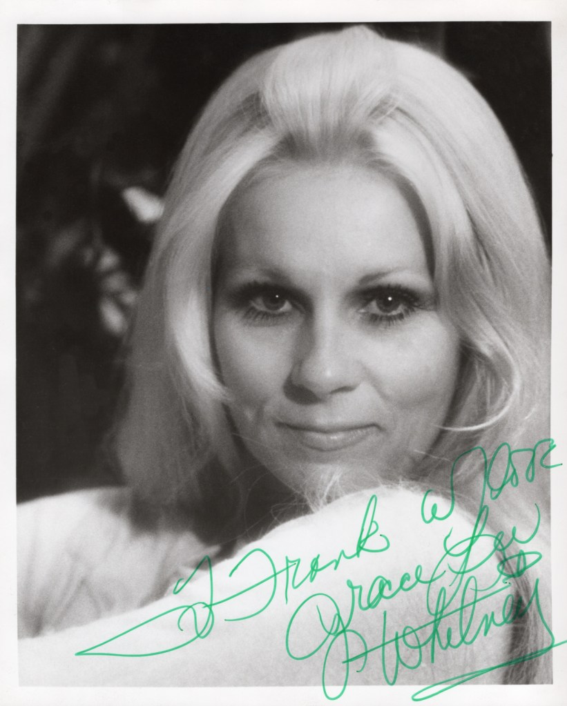 A lovely headshot of Star Trek actor Grace Lee Whitney, signed by the actor:
"To Frank, with love, Grace Lee Whitney"