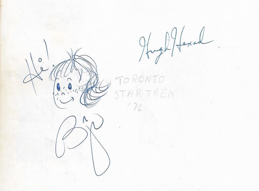 A page from George Hollo's high school yearbook, signed by Star Trek super fan Bjo Trimble.