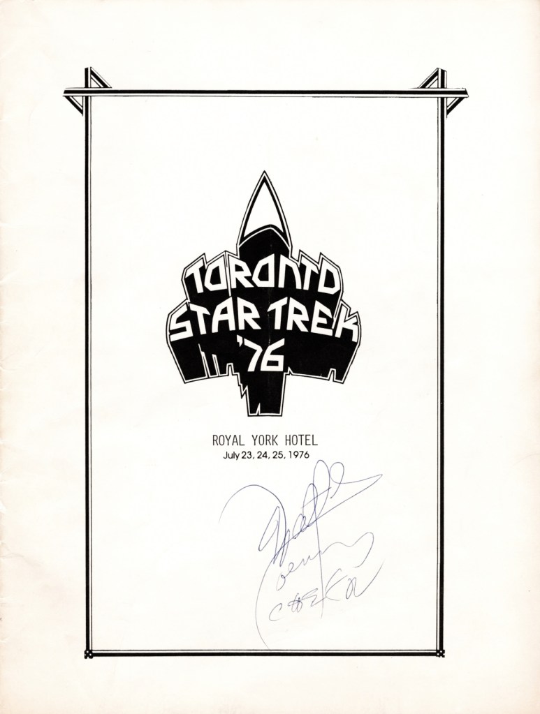 The cover of my copy of the Toronto Star Trek '76 convention, signed by Walter Koenig -- the collectible that started it all. 