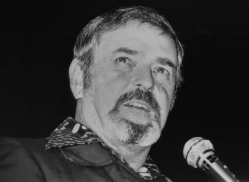 A closeup of Star Trek actor James Doohan. 